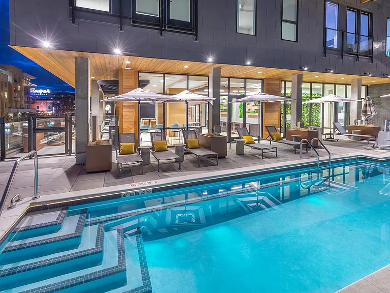 Elevated all-seasons resort-style pool and hot tub.
