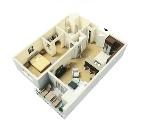 Floor plan One Bedroom, One Bath A