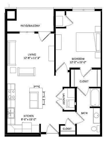 Floor plan 1 Bedroom A3