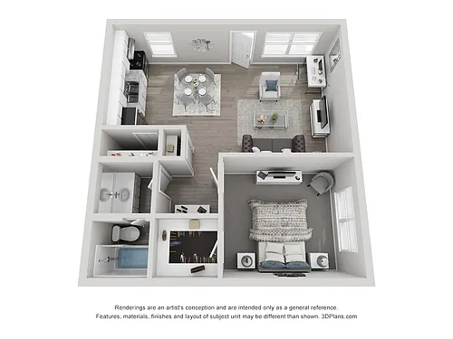 Floor plan 1x1 Large- Upgraded