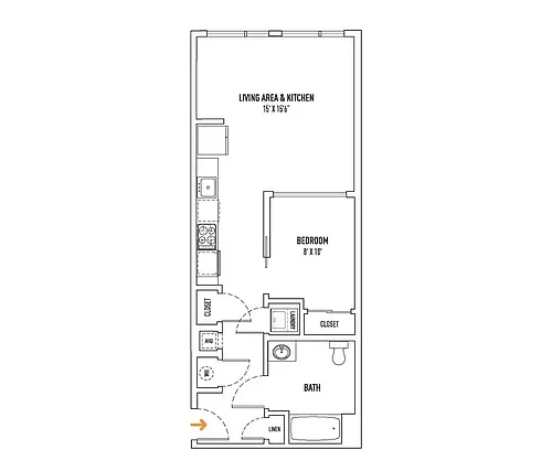Floor plan 1BR, 1BA