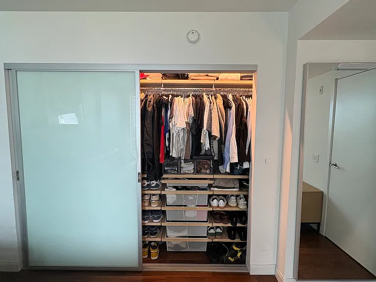 bedroom closet with elfa closet system