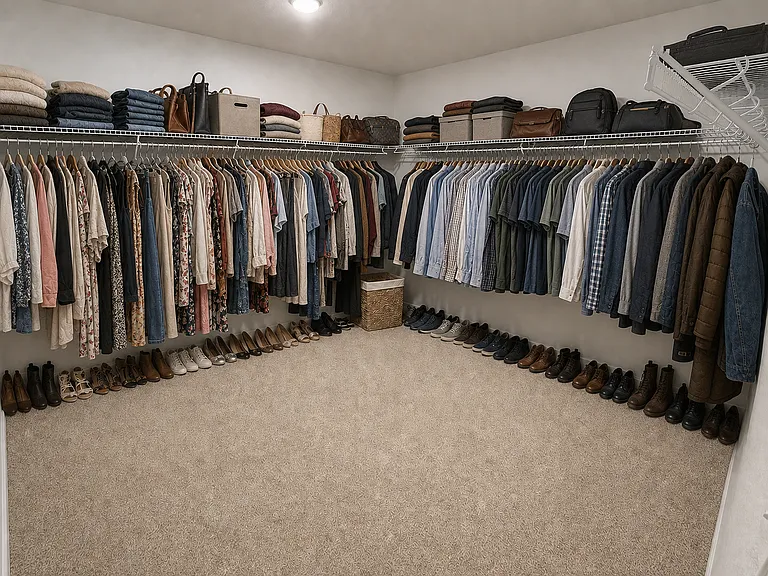 Primary bedroom walk-in closet