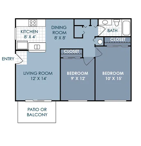 Floor plan 2 Bedroom 1 Bathroom A