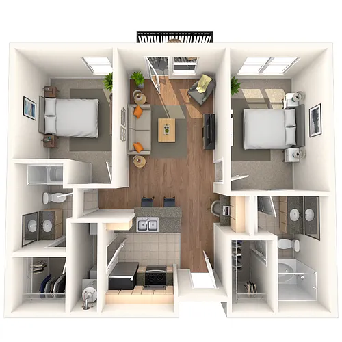 Floor plan Traditional 2x2 950-1062 SF