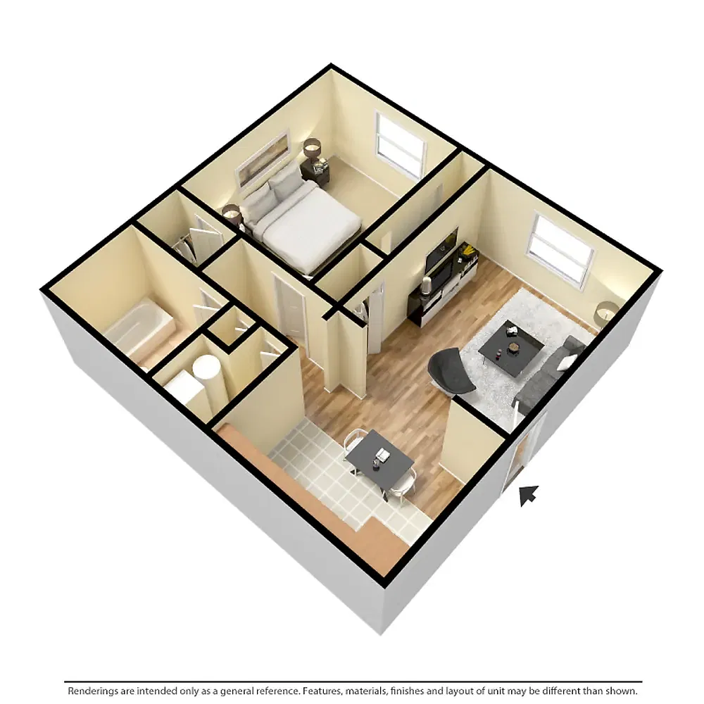Floor plan 1 Bed 1 Bath