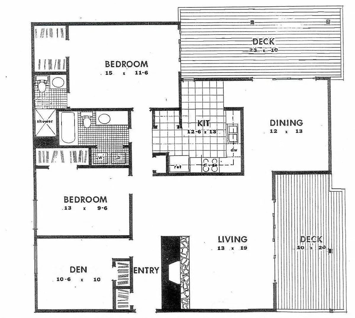 Floor plan 2 Bed 2 Bath Den