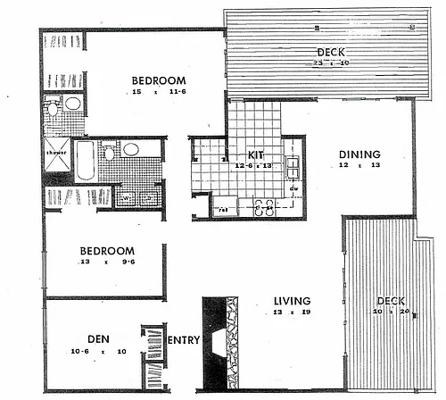 Floor plan 2 Bed 2 Bath Den