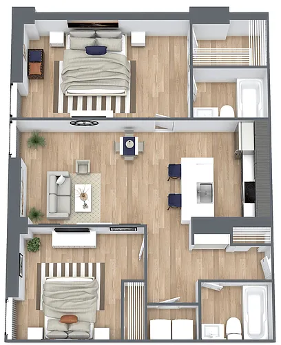 Floor plan B2: 2 Bed 2 Bath