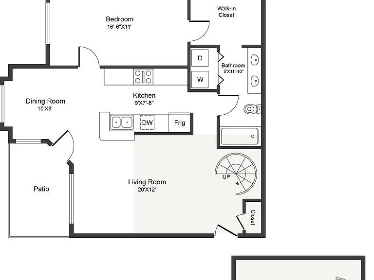 A5 - 1x1 Floor Plan A5 - 1x1 Floor Plan