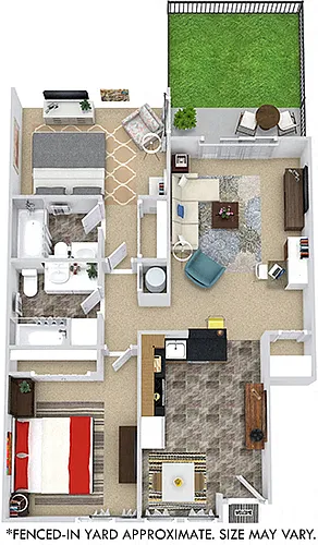 Floor plan Hickory with Fenced-In Yard