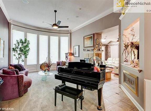 Fabulous formal living room with curved window area