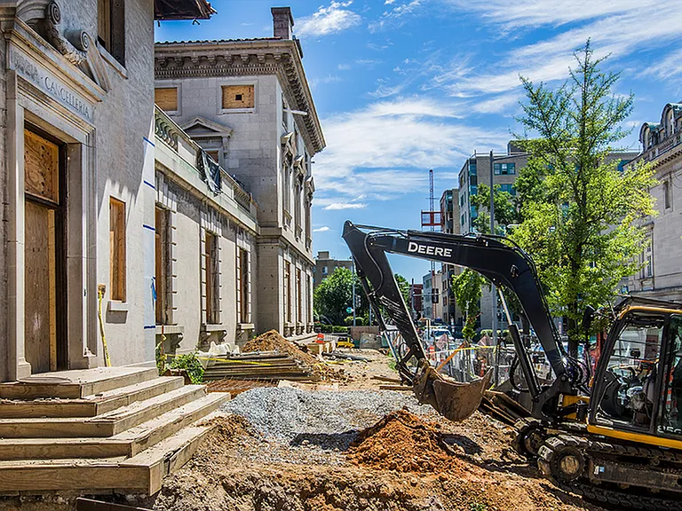 Before: Exterior renovation of stairway access into building