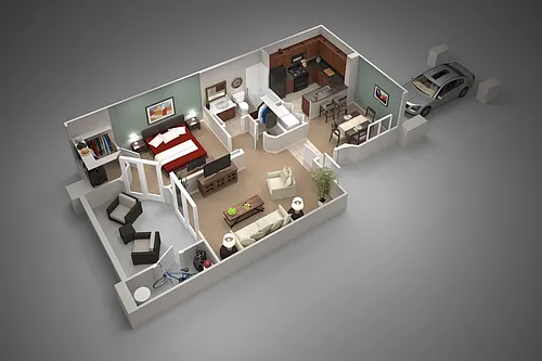 Floor plan One Bedroom/One Bath