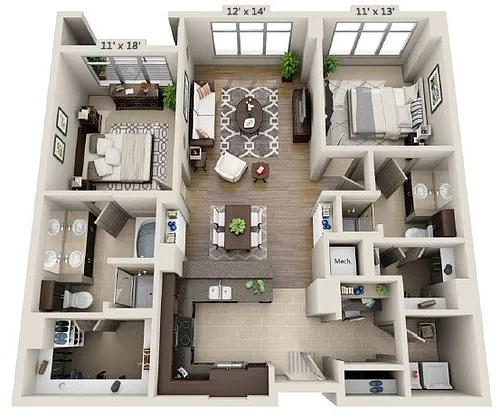 Floor plan B2C- Renovated