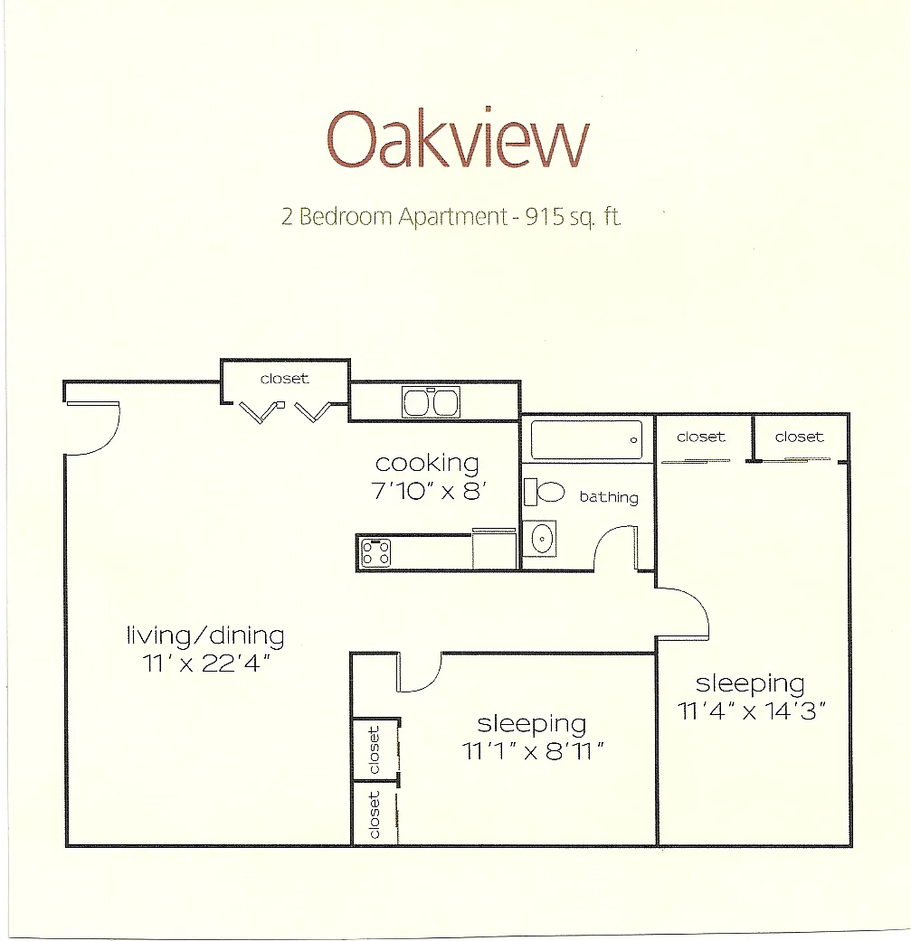 Floor plan 2 Bedroom Oakview