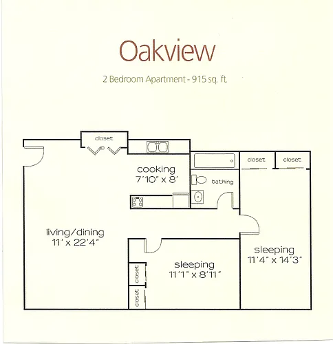 Floor plan 2 Bedroom Oakview