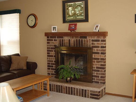 Family room woodburning fireplace