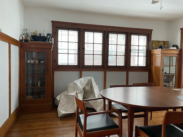 Dining room with built-in cabinets