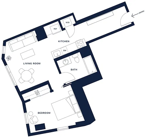 Floor plan 1 Bed/1 Bath-D