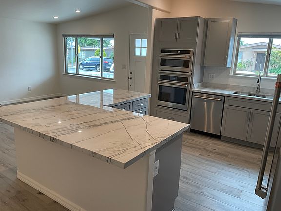 Kitchen and front room.
