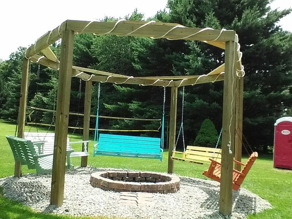Porch swing fire pit.