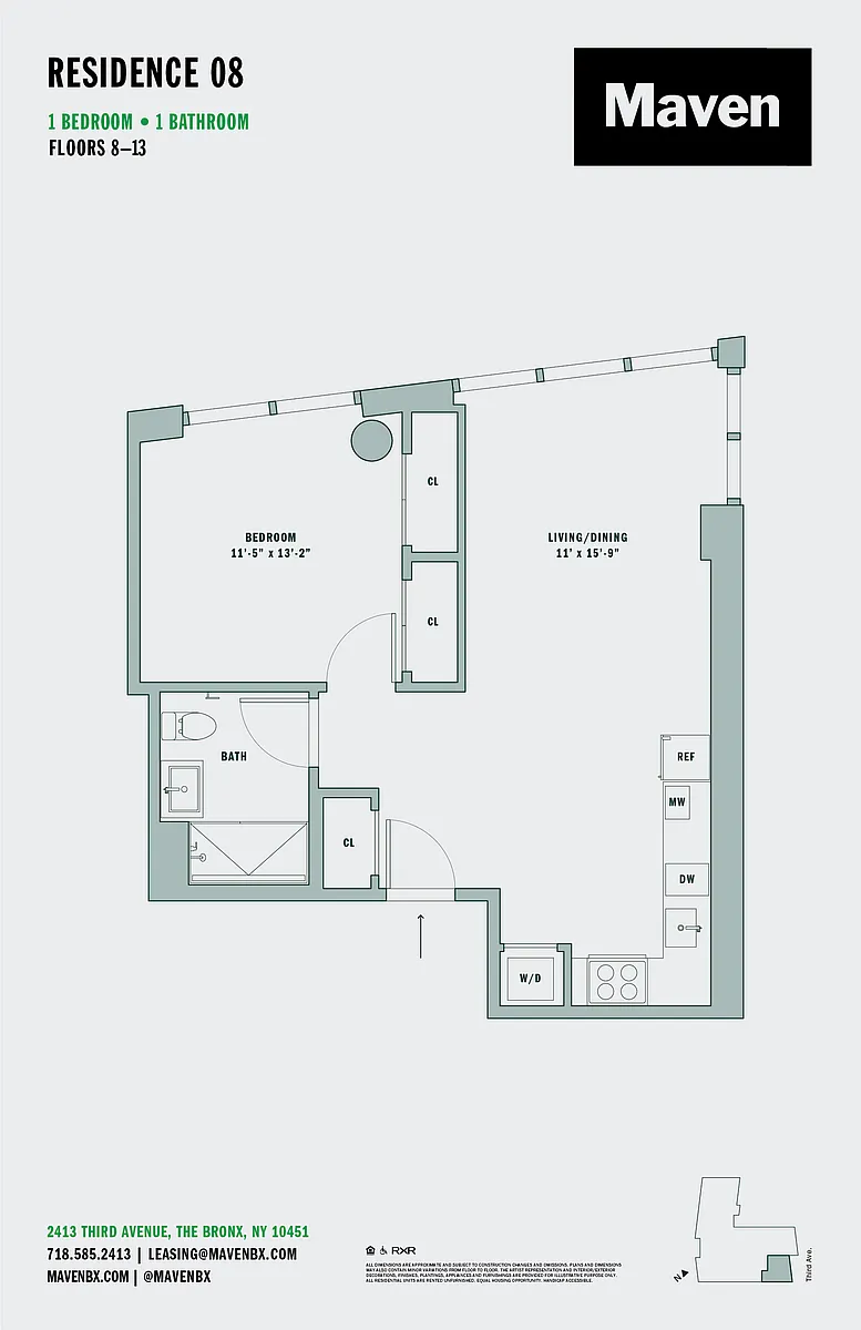 Floor plan 1 Bed/1 Bath-A14
