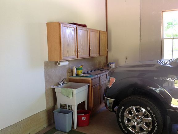Cabinets and sink in garage
