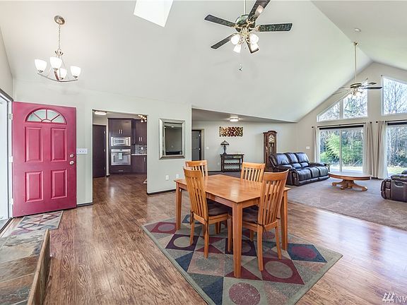 Open great room concept with cathedral ceilings