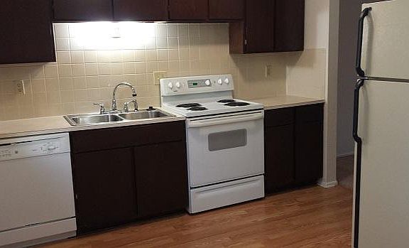 Kitchen with previous fridge pictured