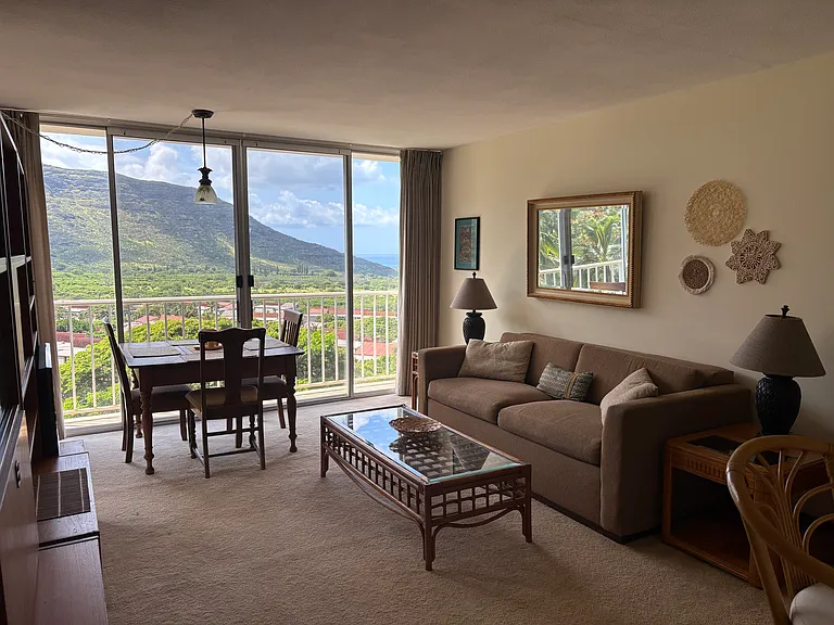 This comfortable condo is perfect for anyone new to the islands. Just bring your suitcase and settle in. It has a lovely living room, with nice decor and a sofa bed for any visiting guests.