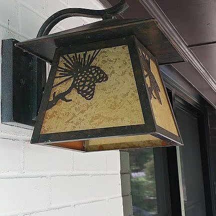 Pine cone front porch light.