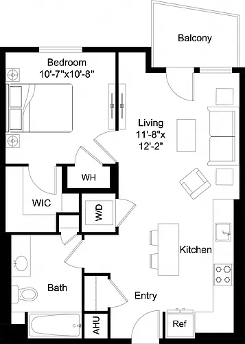 Floor plan 1 Bed/1 Bath-A1