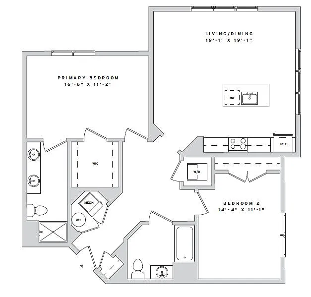 Floor plan 2 Bd 2B2