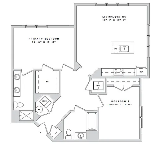 Floor plan 2 Bd 2B2