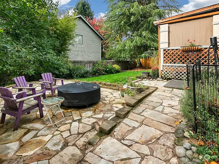Backyard, stone patio