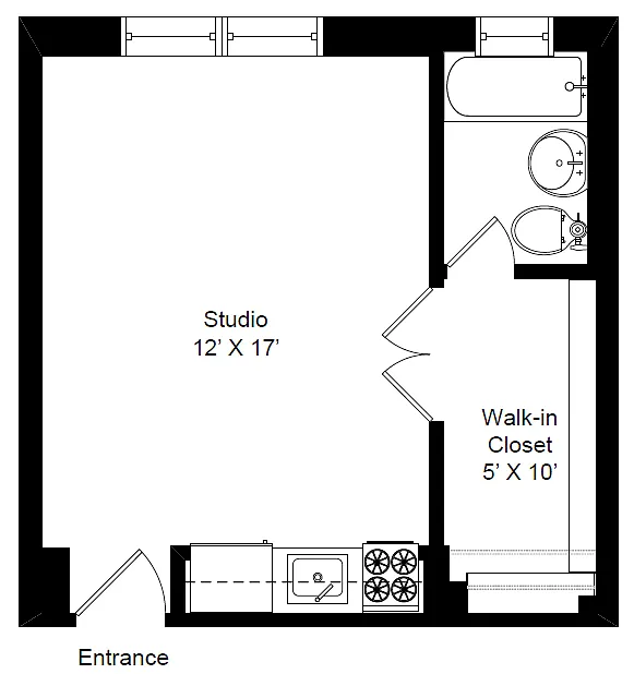 Floor plan North Facing Studio