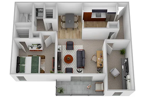 Floor plan 1 Bedroom/1Bathroom + Den Classic Floor Plan