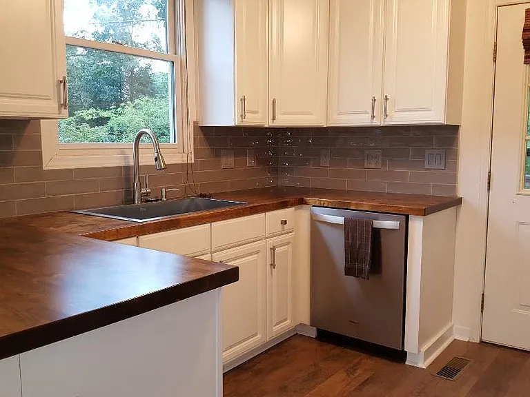 renovated kitchen with butcher block