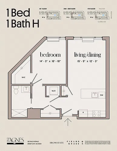 Floor plan 1 Bed 1 Bath H