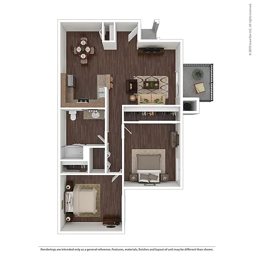 Floor plan Two Bedroom One Bath