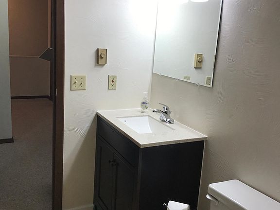 New bathroom vanity, sink and light