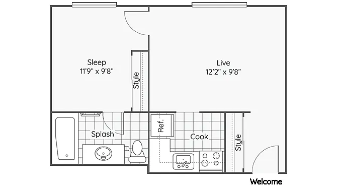 Floor plan One Bedroom One Bath