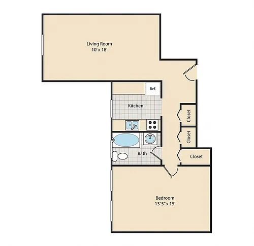 Floor plan 1 Bed / 1 Bath A1