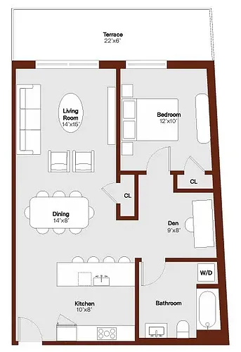 Floor plan Two Bedroom - North