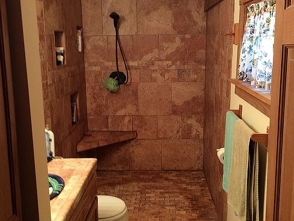 Walk-in tile shower room