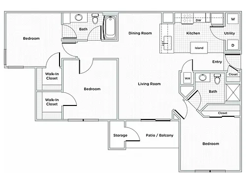 Floor plan 3BR/ 2BA