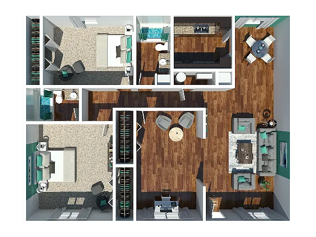 Floor plan Two Bedroom | Two Bathroom