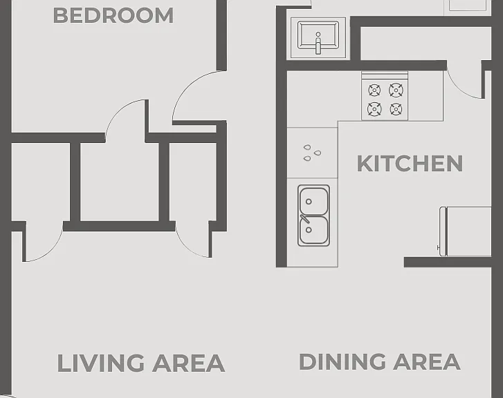 1 Bedroom, 1 Bath Floor Plan 1 Bedroom, 1 Bath Floor Plan