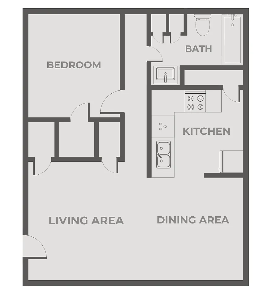 Floor plan Quail Ridge 1 Bedroom, 1 Bathroom